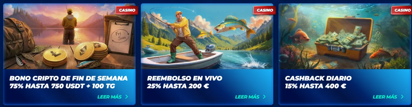 Bassbet Casino con bonos de pesca, reembolso en vivo y cashback diario