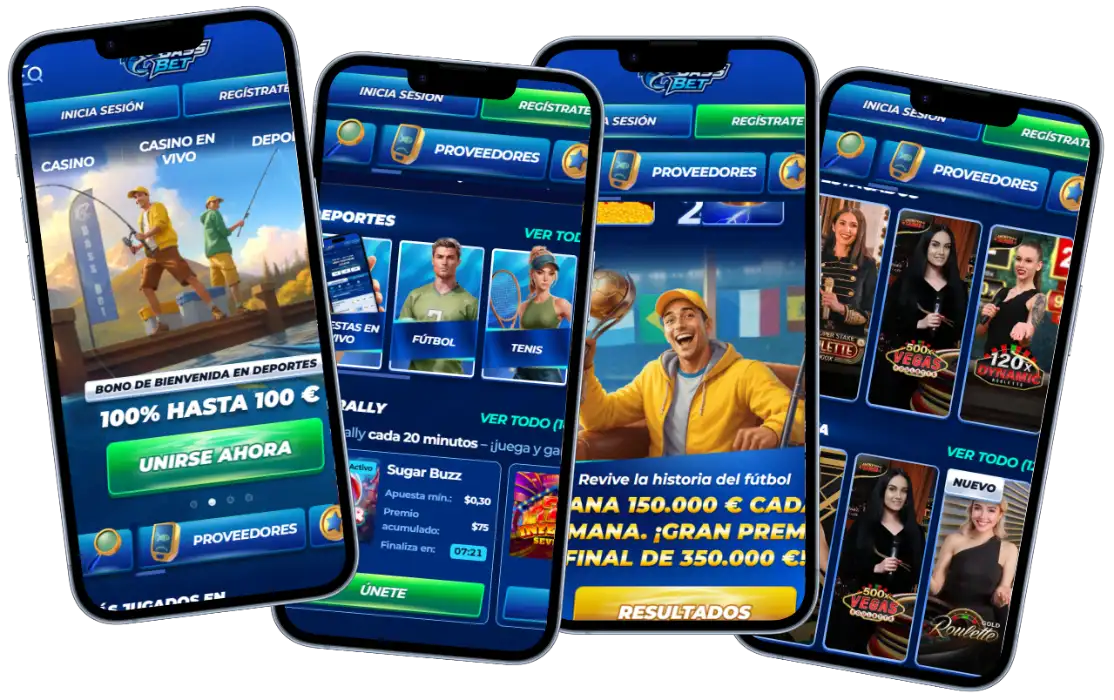 Bassbet Casino en versión móvil con casino, apuestas deportivas y juegos en vivo